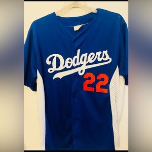 Blue Dodgers Jersey with Red Number